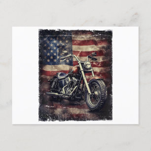 Vintage Motorcycle USA Flag Retro Biker American Enclosure Card