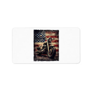 Vintage Motorcycle USA Flag Retro Biker American Label