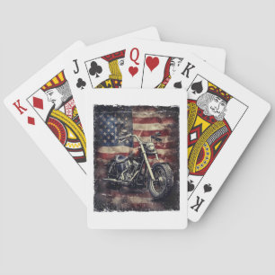 Vintage Motorcycle USA Flag Retro Biker American Playing Cards