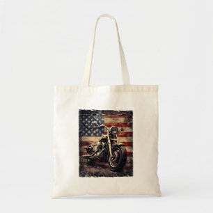 Vintage Motorcycle USA Flag Retro Biker American Tote Bag