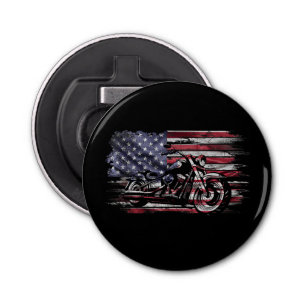 Vintage Motorcycle USA Flag Retro Biker, Motorcycl Bottle Opener