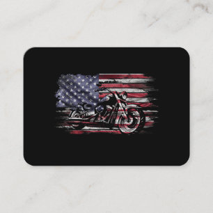 Vintage Motorcycle USA Flag Retro Biker, Motorcycl Business Card