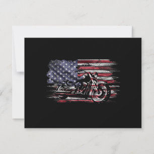 Vintage Motorcycle USA Flag Retro Biker, Motorcycl Invitation