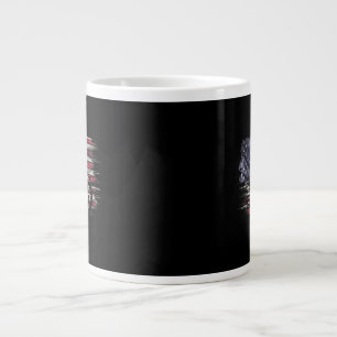 Vintage Motorcycle USA Flag Retro Biker, Motorcycl Large Coffee Mug