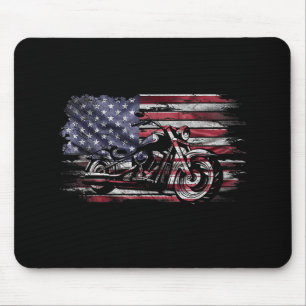 Vintage Motorcycle USA Flag Retro Biker, Motorcycl Mouse Pad