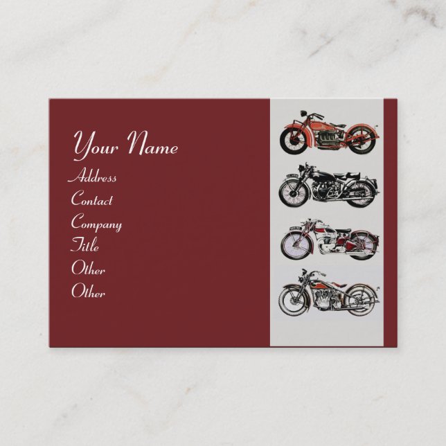 VINTAGE MOTORCYCLES red black grey Business Card (Front)