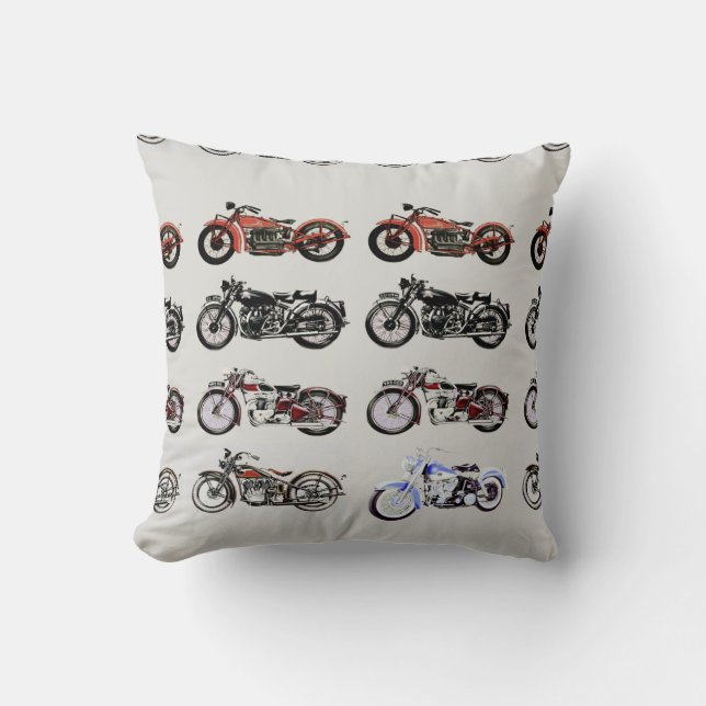 VINTAGE MOTORCYCLES red black grey Cushion (Front)