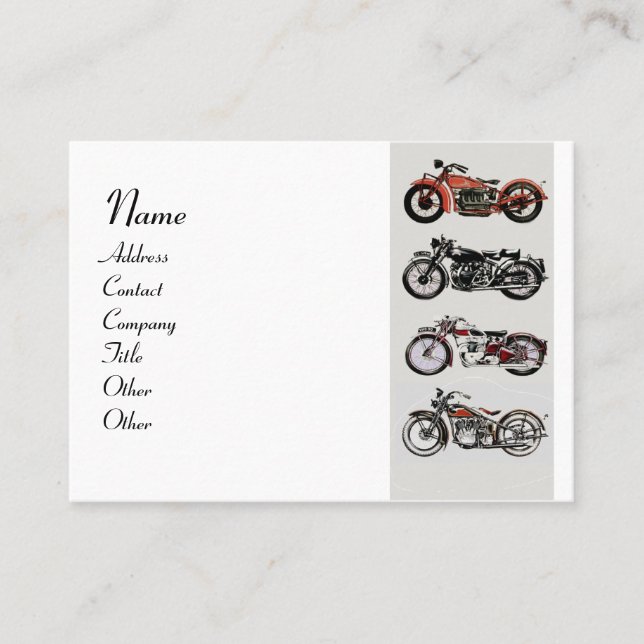 VINTAGE MOTORCYCLES Red Black White Business Card (Front)