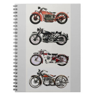 VINTAGE MOTORCYCLES SPIRAL NOTEBOOK