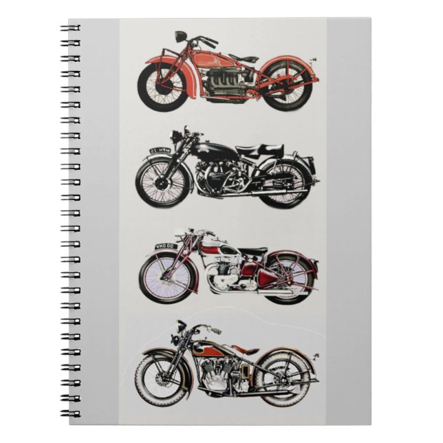 VINTAGE MOTORCYCLES SPIRAL NOTEBOOK (Front)