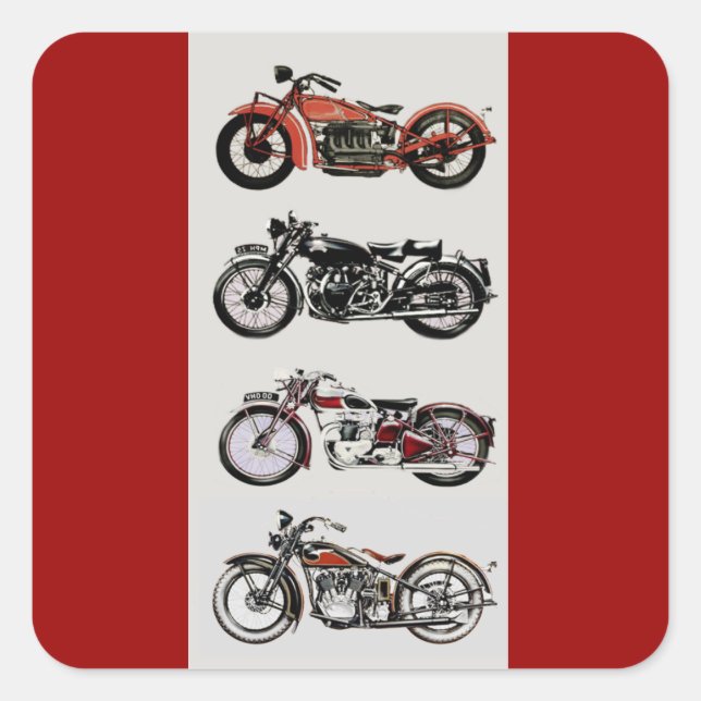 VINTAGE MOTORCYCLES SQUARE STICKER (Front)