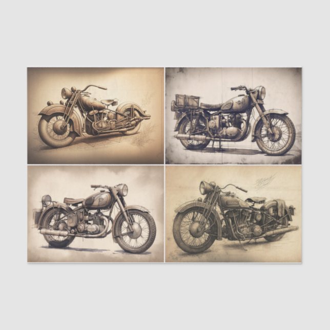 Vintage Motorcycles Tissue Paper (Front)