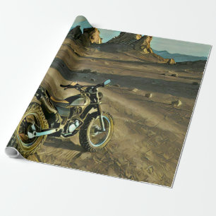 vintage motorcyclist birthday gift wrapping paper