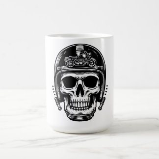 vintage motorcyclist skull legend coffee mug