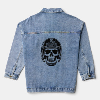 vintage motorcyclist skull legend denim jacket