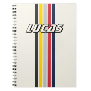 Vintage Motorsport Racing Stripe Name Retro Car Notebook