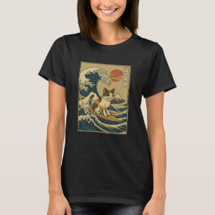 Vintage Mount Fuji Sunset Wave Art Japanese Surfin T-Shirt