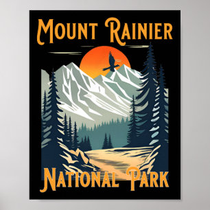Vintage Mount Rainier National Park Souvenir Hikin Poster