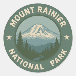 Vintage Mount Rainier National Park Travel Classic Round Sticker