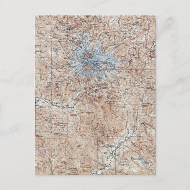 Vintage Mount Rainier Topographical Map Washington Postcard (Front)