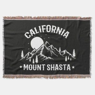 Vintage Mount Shasta California Travel Throw Blanket
