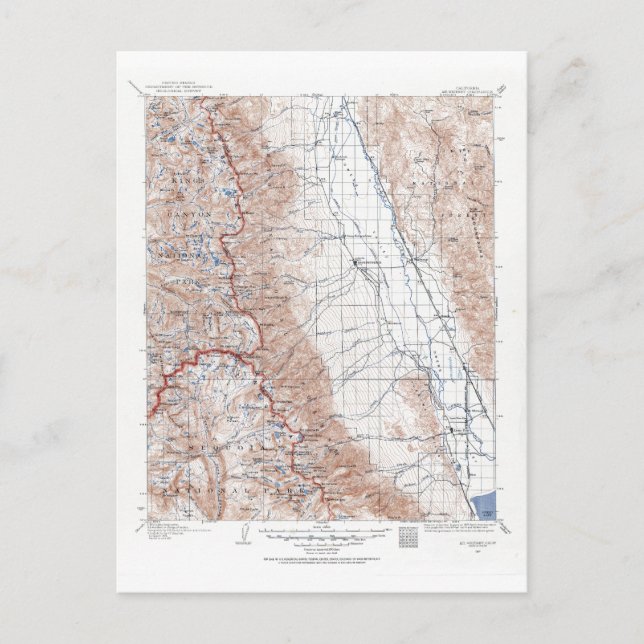 Vintage Mount Whitney Topographical Map California Postcard (Front)