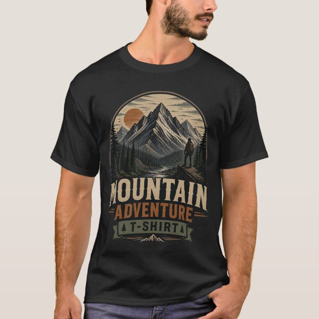 Vintage Mountain Adventure Graphic T-Shirt (Front)