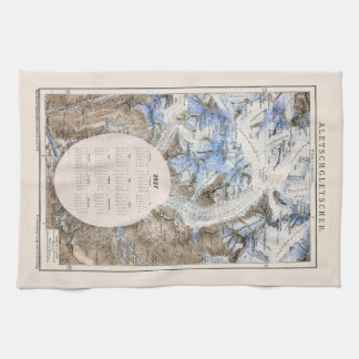 Vintage Mountain Aletsch Glacier 2027 calendar Tea Towel