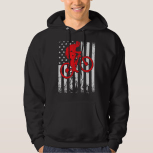 Vintage Mountain Bike Usa American Flag Cyclists Hoodie
