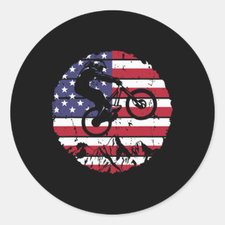 Vintage Mountain Bike Usa Mtb Downhill Biking Bike Classic Round Sticker