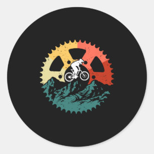 Vintage Mountain Biking Art For Mountain Biker Men Classic Round Sticker