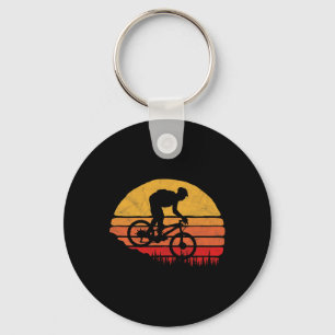 Vintage Mountain Biking Outdoor Retro Sunset Graph Key Ring