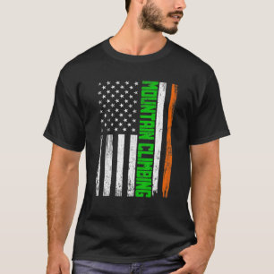 Vintage Mountain Climbing American Flag Funny St P T-Shirt