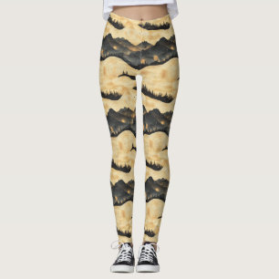 Vintage Mountain Clouds Landscape (1) Leggings