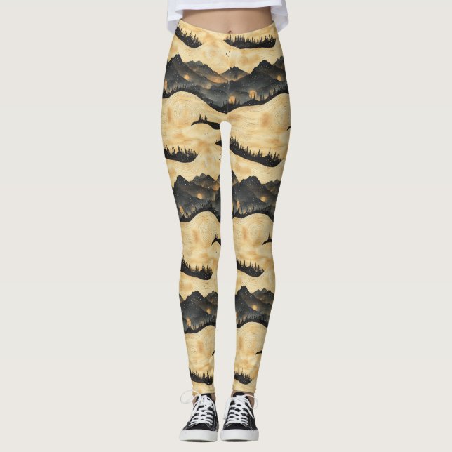 Vintage Mountain Clouds Landscape (1) Leggings (Front)
