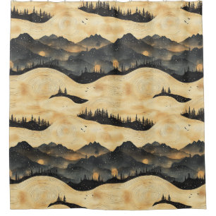 Vintage Mountain Clouds Landscape (1) Shower Curtain