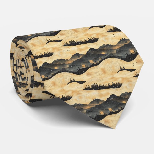 Vintage Mountain Clouds Landscape (1) Tie (Rolled)