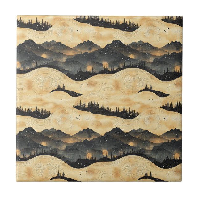 Vintage Mountain Clouds Landscape (1) Tile (Front)