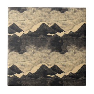 Vintage Mountain Clouds Landscape (2) Tile