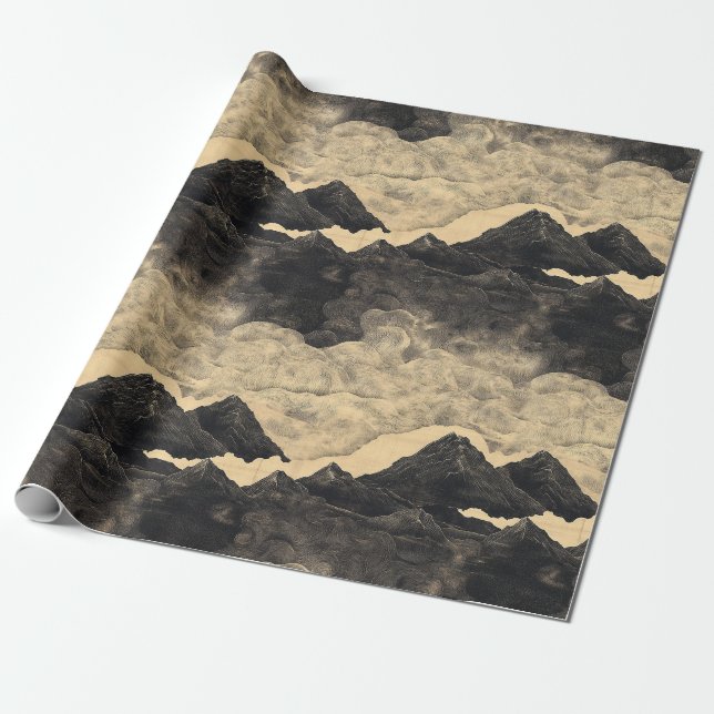Vintage Mountain Clouds Landscape (2) Wrapping Paper (Unrolled)