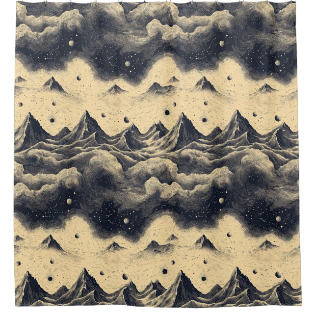 Vintage Mountain Clouds Landscape (3) Shower Curtain (Front)