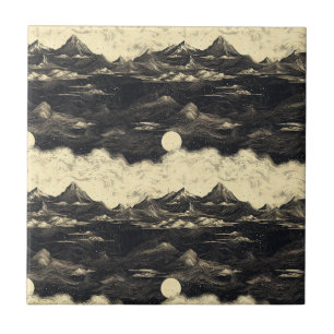 Vintage Mountain Clouds Landscape (5) Tile