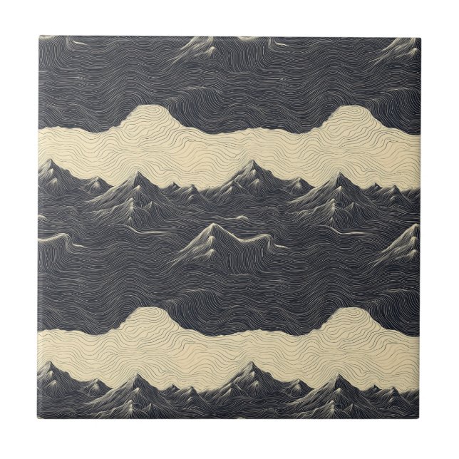 Vintage Mountain Clouds Landscape (6) Tile (Front)