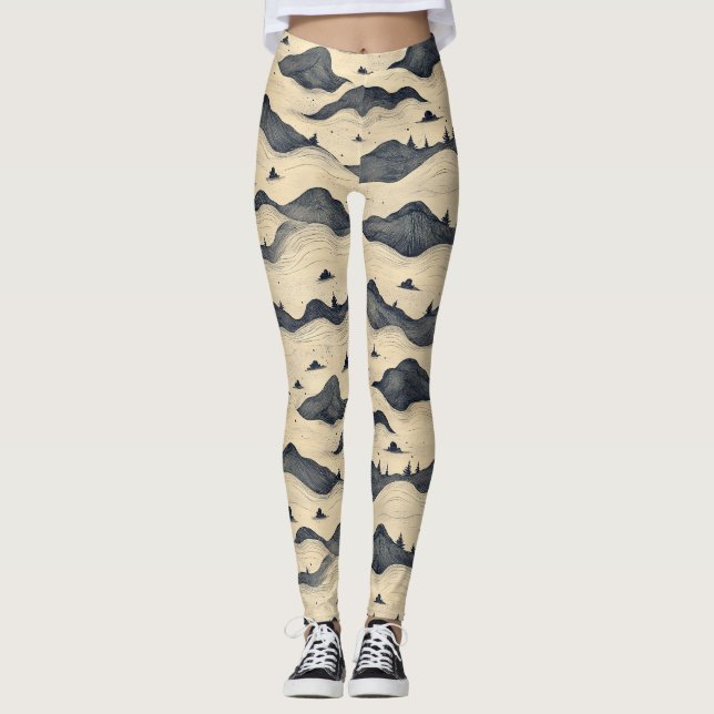 Vintage Mountain Clouds Landscape (8) Leggings (Front)