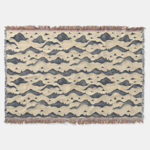 Vintage Mountain Clouds Landscape (8) Throw Blanket