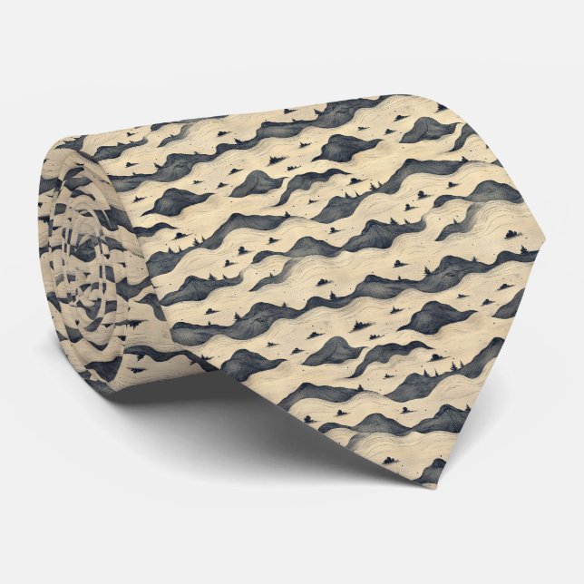 Vintage Mountain Clouds Landscape (8) Tie (Rolled)