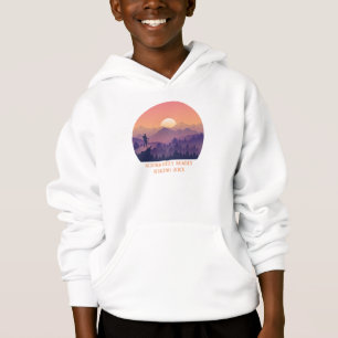 Vintage Mountain Forest Hiker's Sunset purple oran