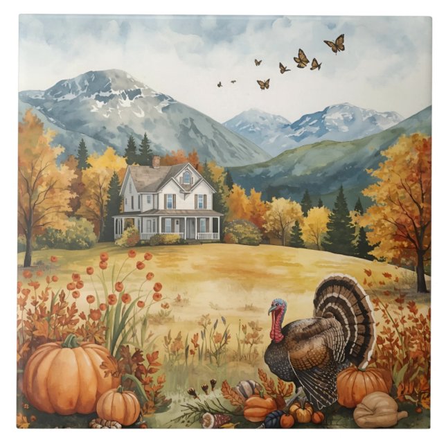 Vintage,Mountain Home thanksgiving Memories Tile (Front)