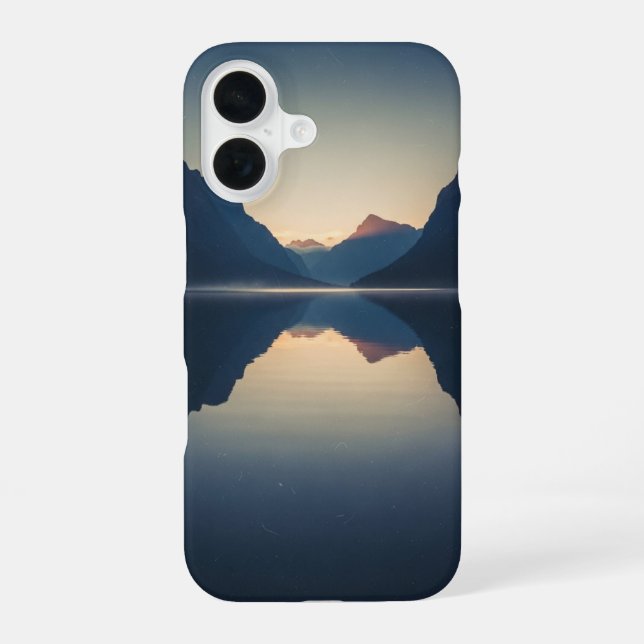 Vintage Mountain Lake at Dusk iPhone 16 Case (Back)