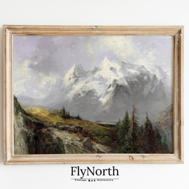 Vintage Mountain Landscape Painting Rustic Muted Poster (Creator Uploaded)
